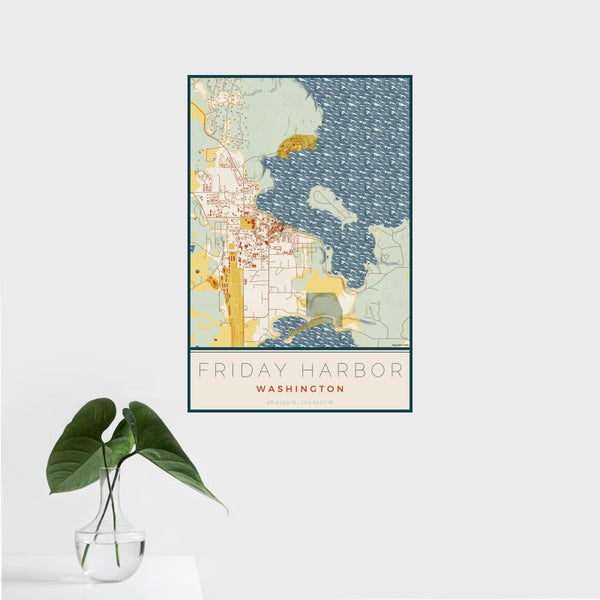 Friday Harbor - Washington Map Print in Woodblock