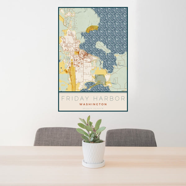 Friday Harbor - Washington Map Print in Woodblock