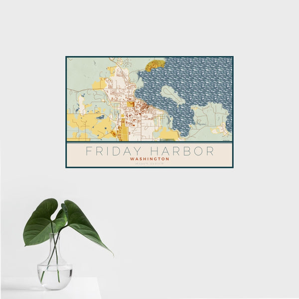 Friday Harbor - Washington Map Print in Woodblock