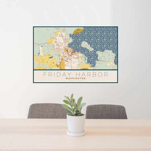 Friday Harbor - Washington Map Print in Woodblock