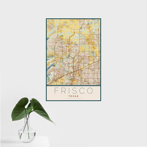 Frisco - Texas Map Print in Woodblock