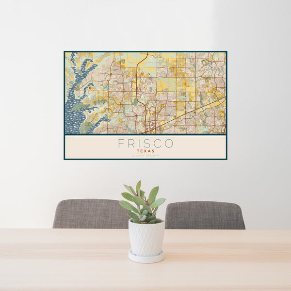 Frisco - Texas Map Print in Woodblock