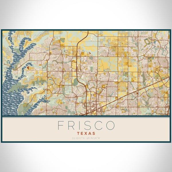 Frisco - Texas Map Print in Woodblock
