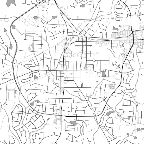Fuquay-Varina North Carolina Map Print in Classic Style Zoomed In Close Up Showing Details