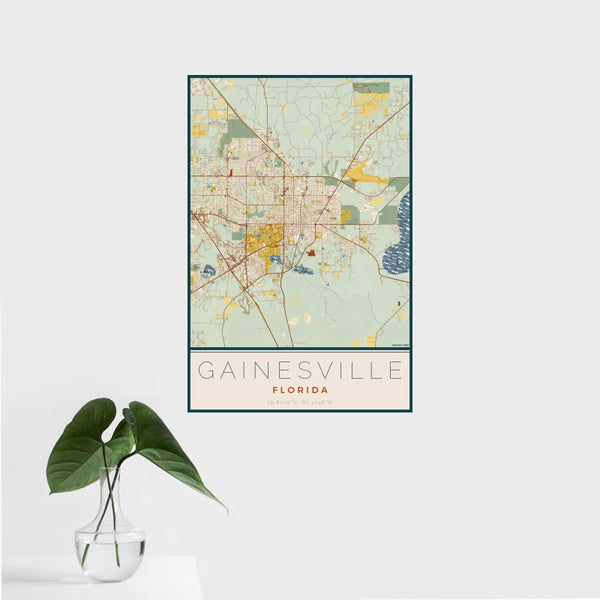 Gainesville - Florida Map Print in Woodblock