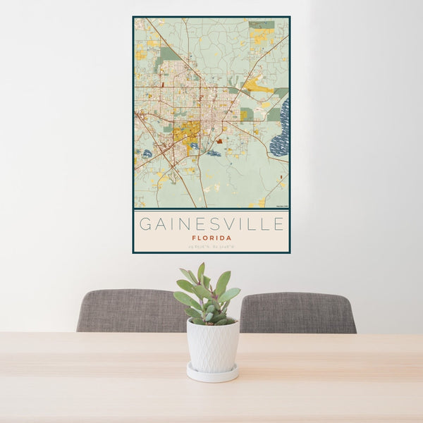 Gainesville - Florida Map Print in Woodblock