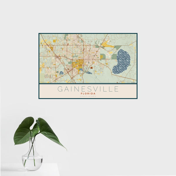 Gainesville - Florida Map Print in Woodblock
