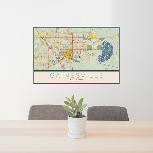 Gainesville - Florida Map Print in Woodblock