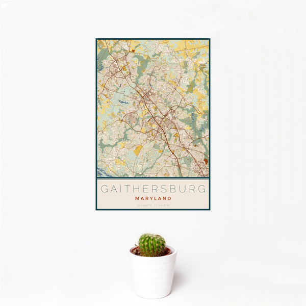 Gaithersburg - Maryland Map Print in Woodblock