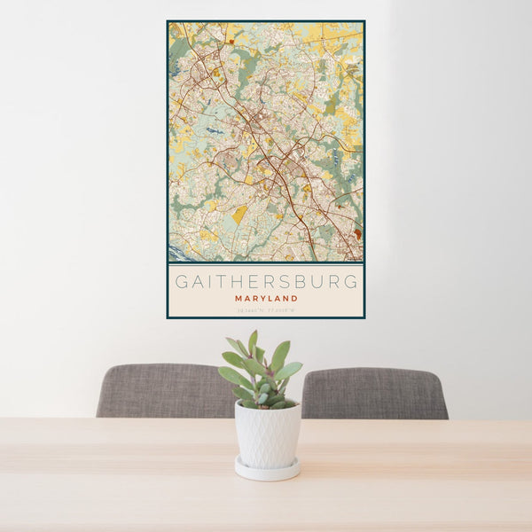 Gaithersburg - Maryland Map Print in Woodblock