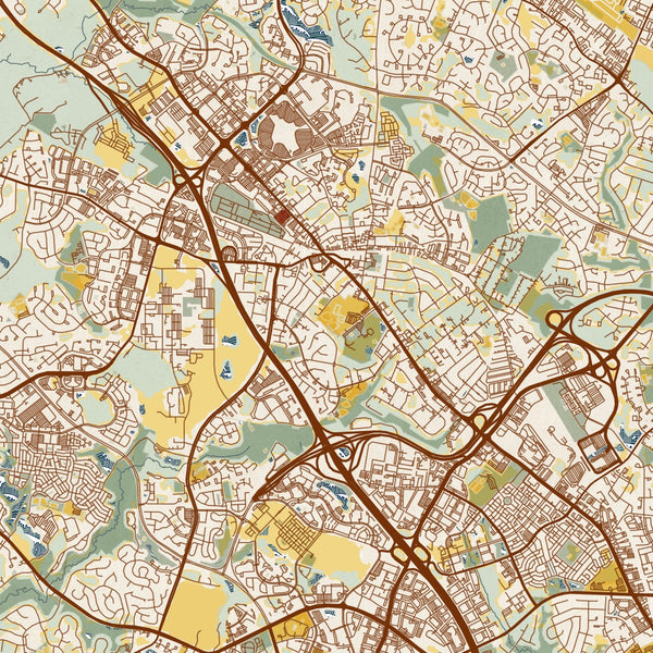 Gaithersburg - Maryland Map Print in Woodblock