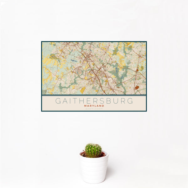 Gaithersburg - Maryland Map Print in Woodblock