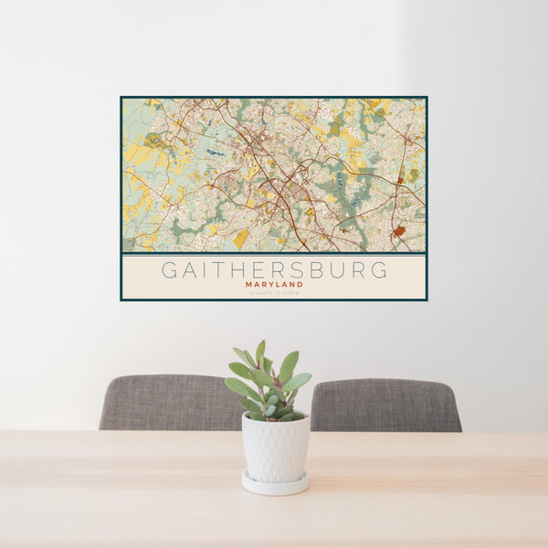 Gaithersburg - Maryland Map Print in Woodblock