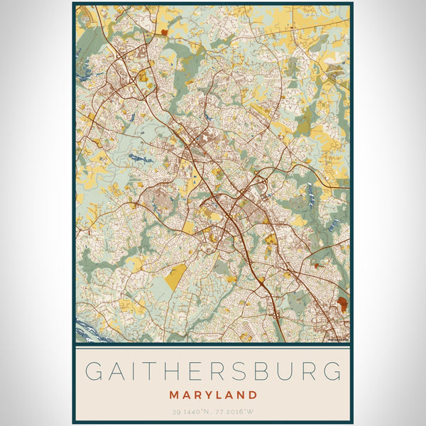 Gaithersburg - Maryland Map Print in Woodblock