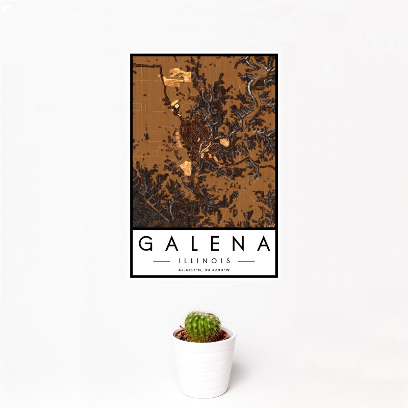 Galena - Illinois Map Print in Ember