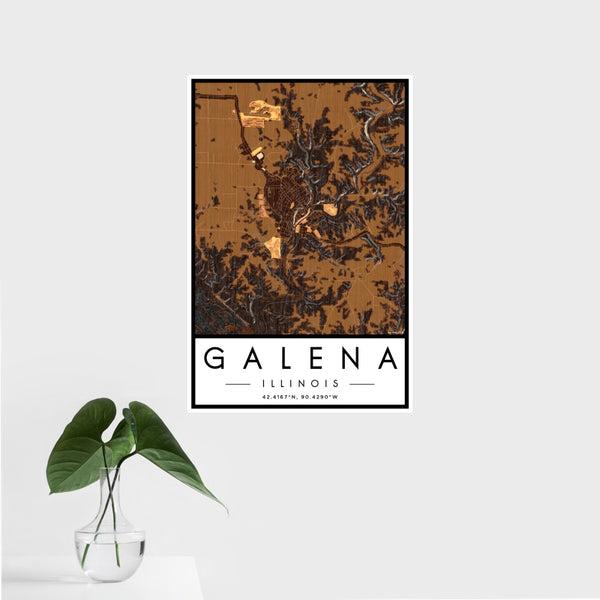 Galena - Illinois Map Print in Ember