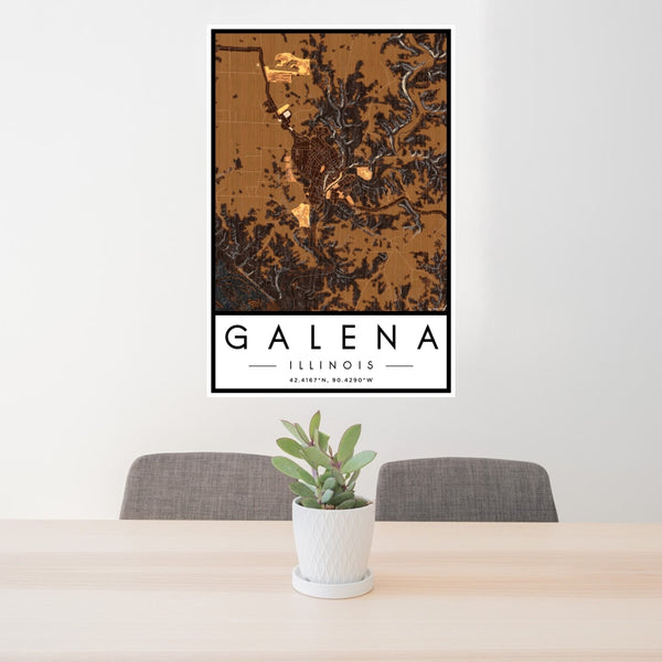 Galena - Illinois Map Print in Ember