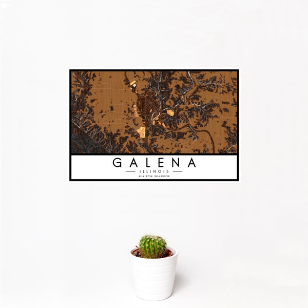 Galena - Illinois Map Print in Ember