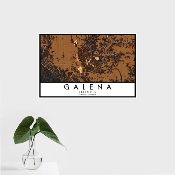 Galena - Illinois Map Print in Ember