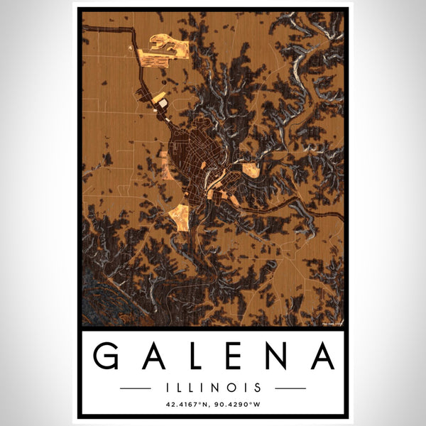 Galena - Illinois Map Print in Ember