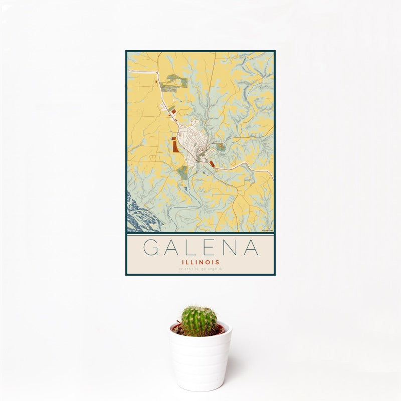 Galena - Illinois Map Print in Woodblock