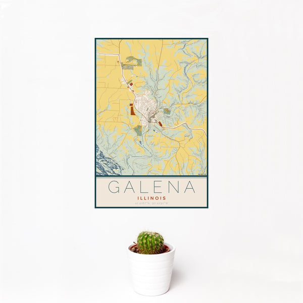 Galena - Illinois Map Print in Woodblock