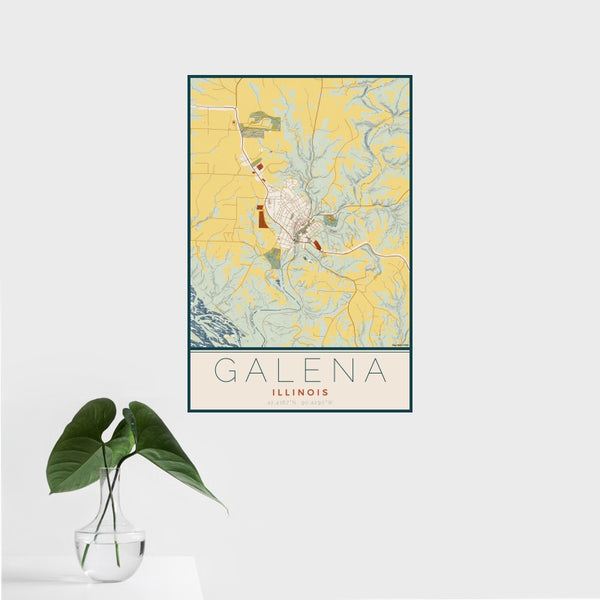 Galena - Illinois Map Print in Woodblock