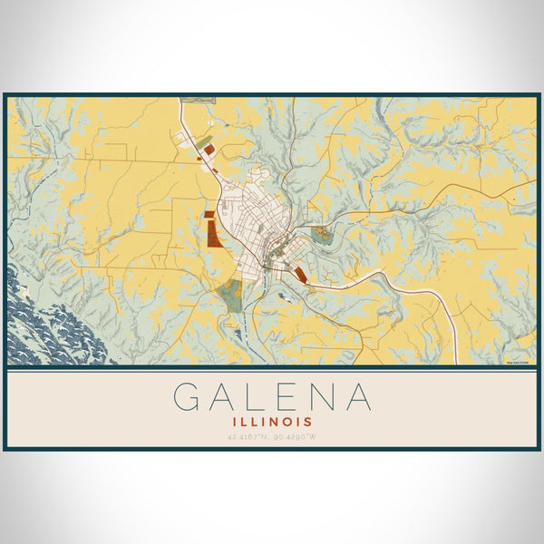 Galena - Illinois Map Print in Woodblock