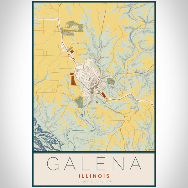 Galena - Illinois Map Print in Woodblock