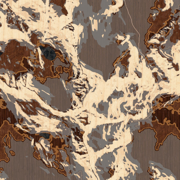 Gannett Peak Wyoming Map Print in Ember Style Zoomed In Close Up Showing Details