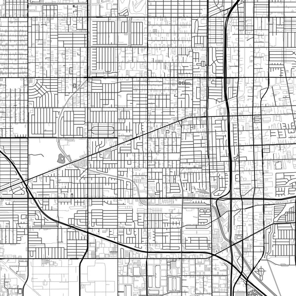 Gardena California Map Print in Classic Style Zoomed In Close Up Showing Details