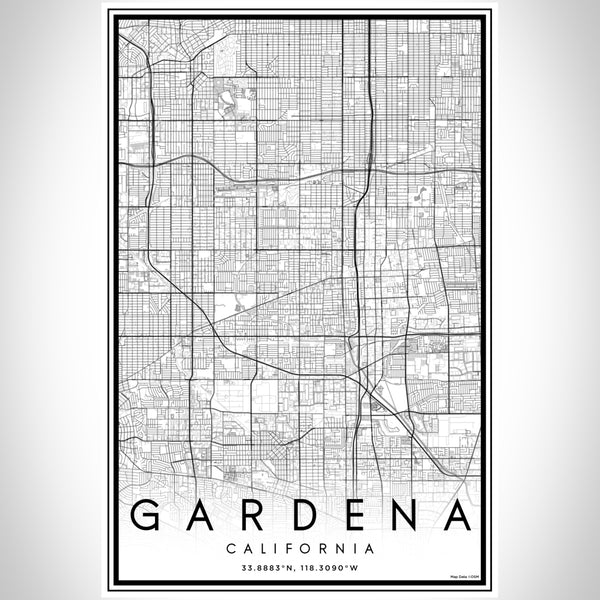 Gardena California Map Print Portrait Orientation in Classic Style With Shaded Background