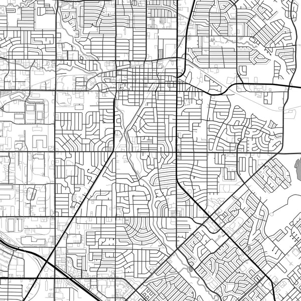Garland Texas Map Print in Classic Style Zoomed In Close Up Showing Details