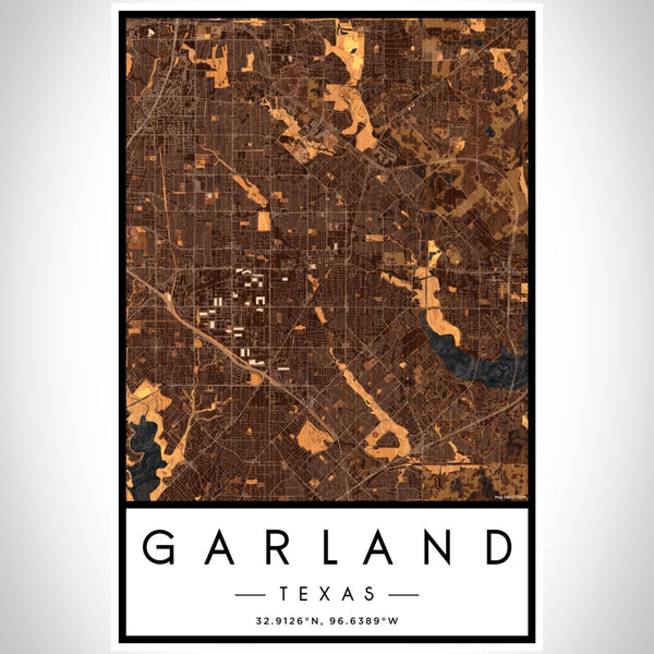 Garland - Texas Map Print in Ember