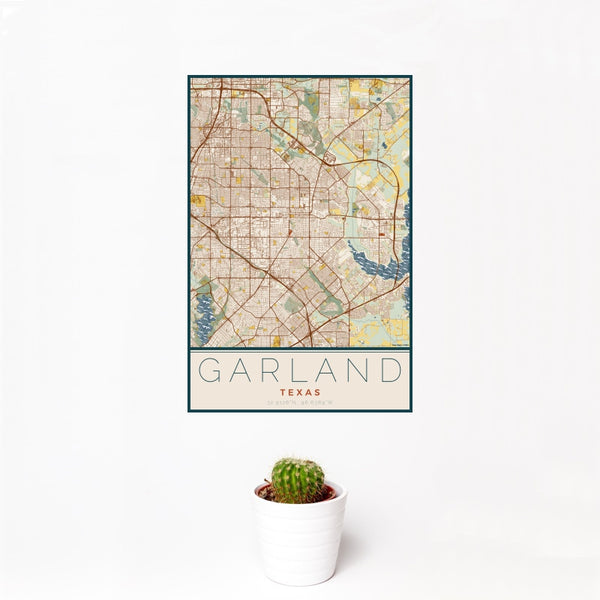 Garland - Texas Map Print in Woodblock
