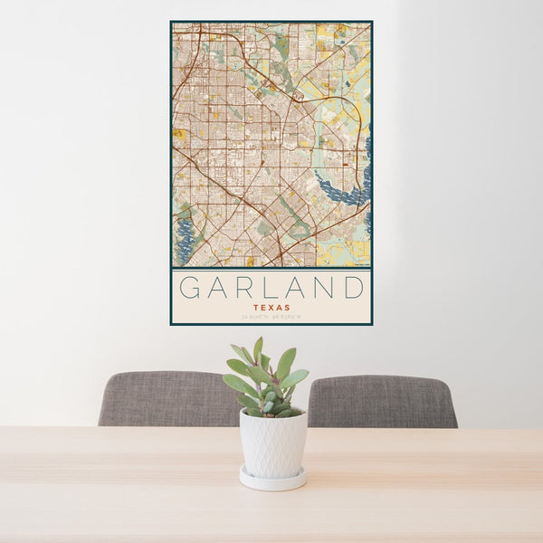 Garland - Texas Map Print in Woodblock