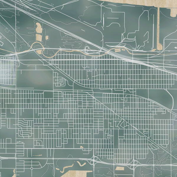 Gary Indiana Map Print in Afternoon Style Zoomed In Close Up Showing Details