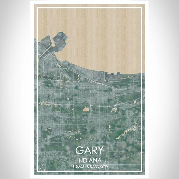 Gary Indiana Map Print Portrait Orientation in Afternoon Style With Shaded Background