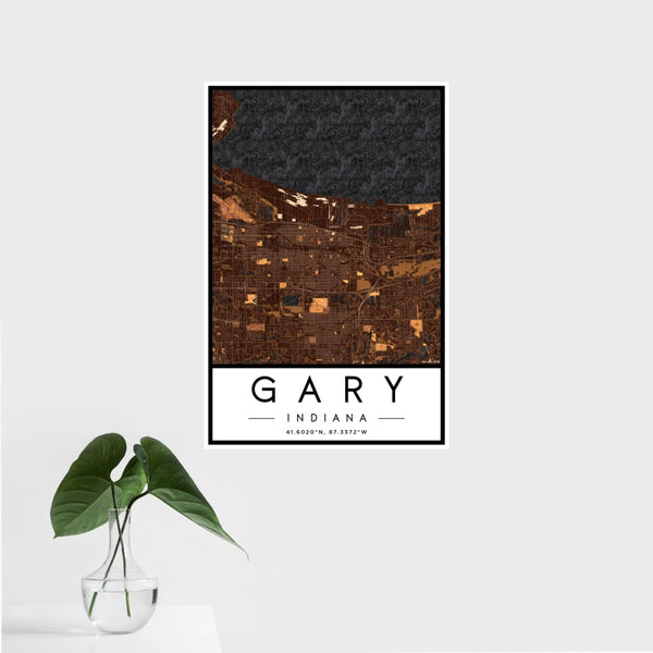 Gary - Indiana Map Print in Ember