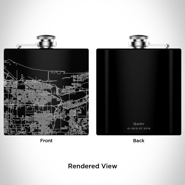 Gary - Indiana Map Hip Flask in Matte Black