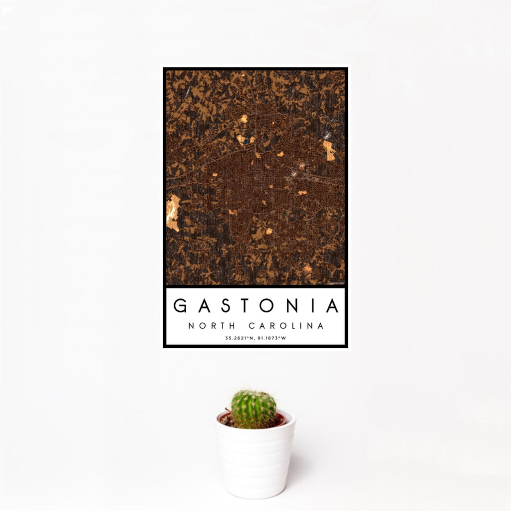 Gastonia - North Carolina Map Print in Ember