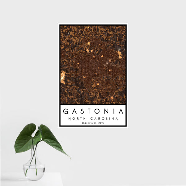 Gastonia - North Carolina Map Print in Ember
