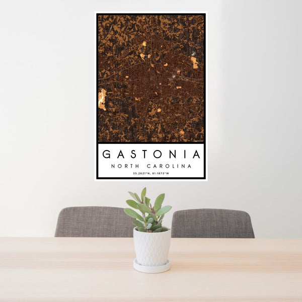 Gastonia - North Carolina Map Print in Ember