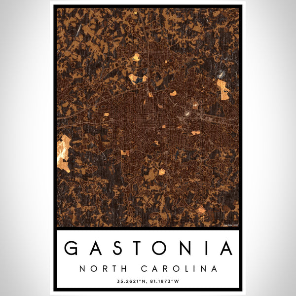 Gastonia - North Carolina Map Print in Ember