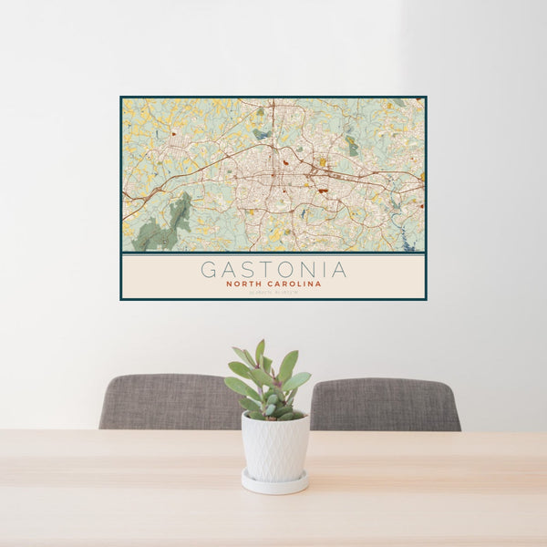 Gastonia - North Carolina Map Print in Woodblock