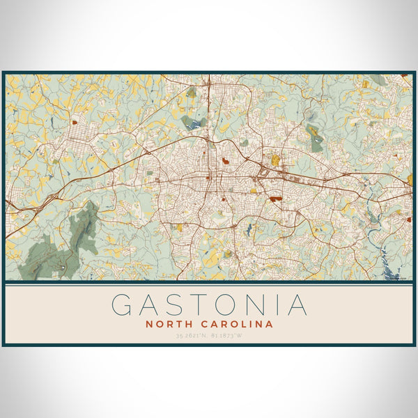 Gastonia - North Carolina Map Print in Woodblock