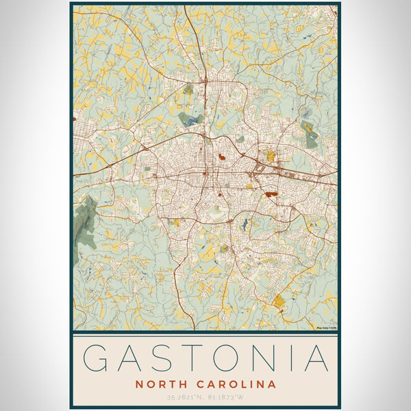 Gastonia - North Carolina Map Print in Woodblock