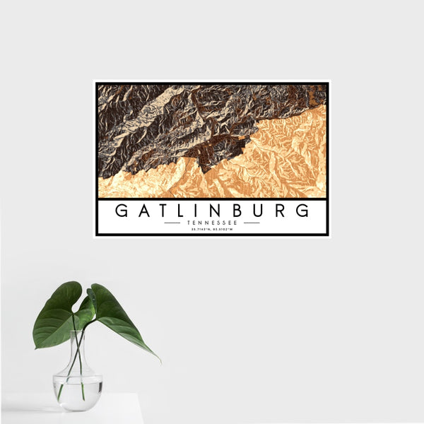 Gatlinburg - Tennessee Map Print in Ember