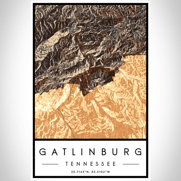 Gatlinburg - Tennessee Map Print in Ember