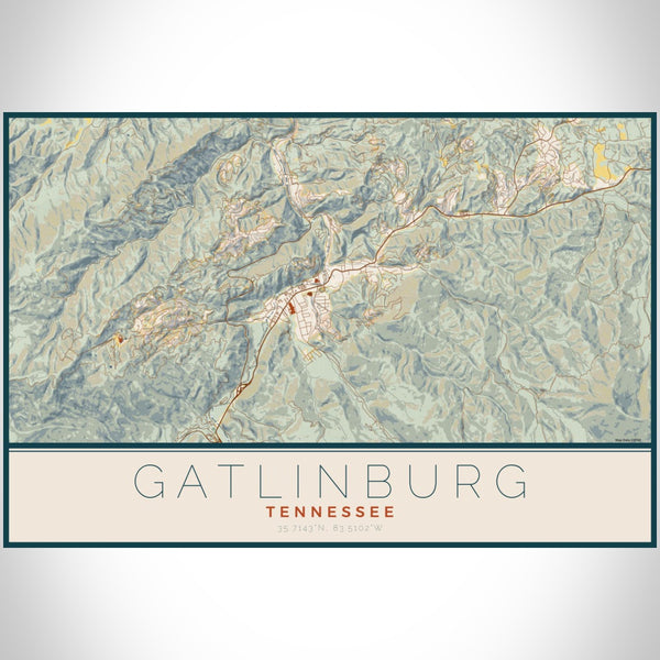 Gatlinburg - Tennessee Map Print in Woodblock